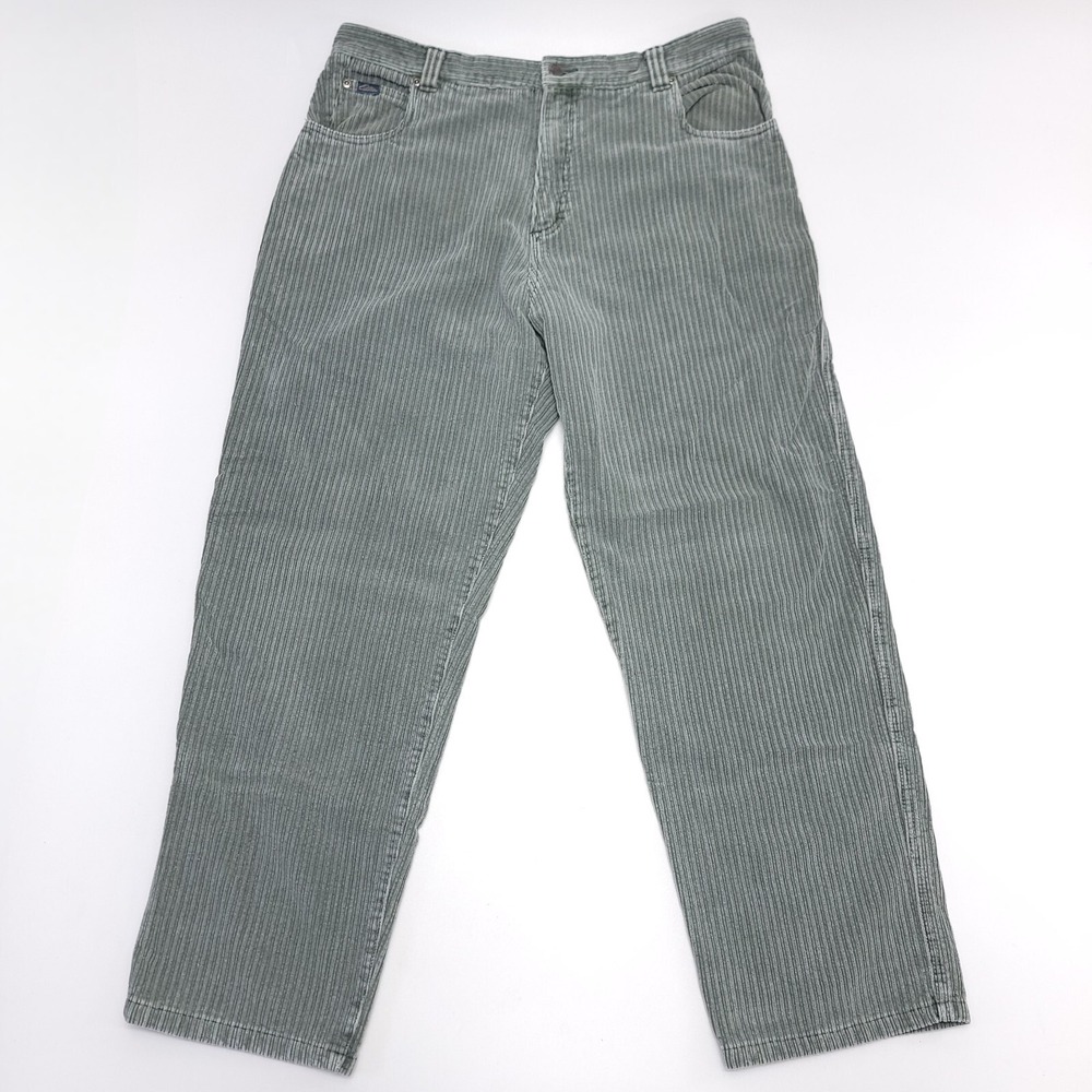 Vintage QSD Quiksilver Saltwater‎ Denim Corduroy Pants 36x30 Sage Green 90's Y2K